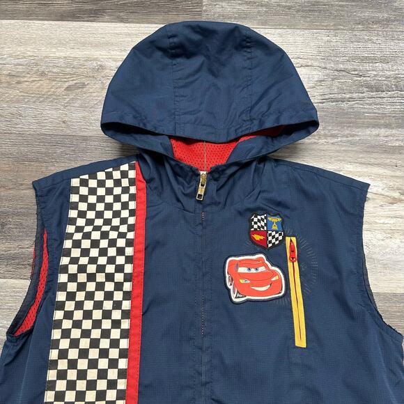 Vintage Y2K Disney Store Cars Lightning‎ McQueen Boys S Zip Vest Racing Hooded - Picture 2 of 9